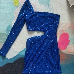 Windsor Sparkle Party Sequin One-Shoulder Mini Dress